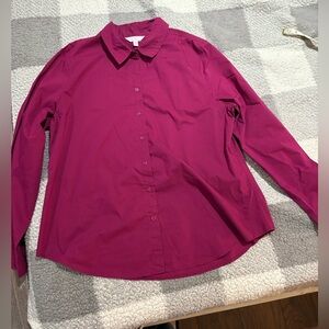 Time and Tru Magenta Collared Blouse